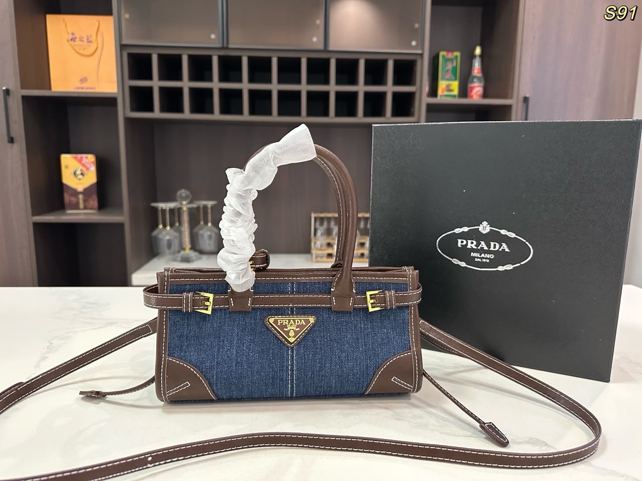 Denim Buckle Mini Satchel