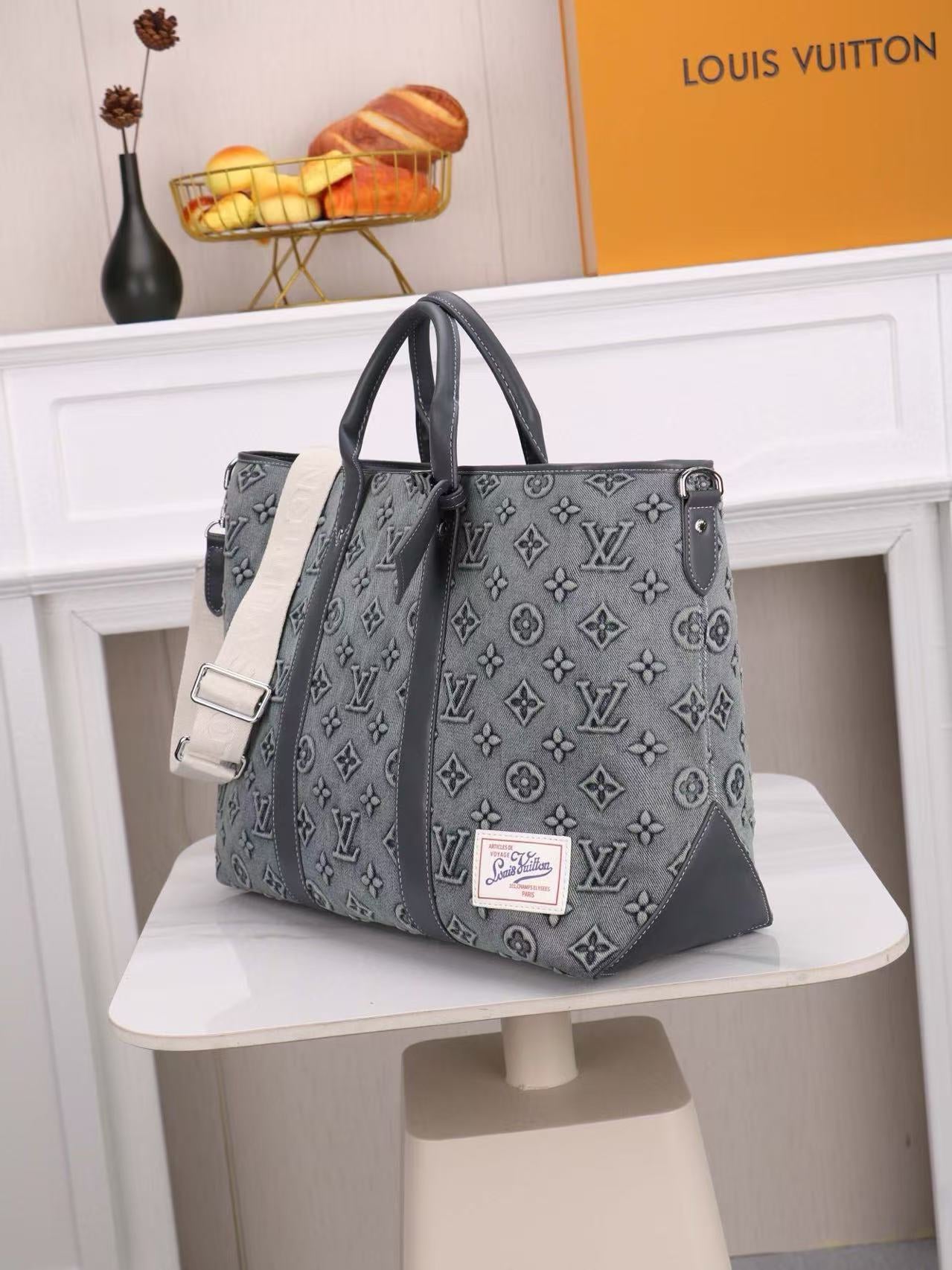 Denim Embossed Travel Bag