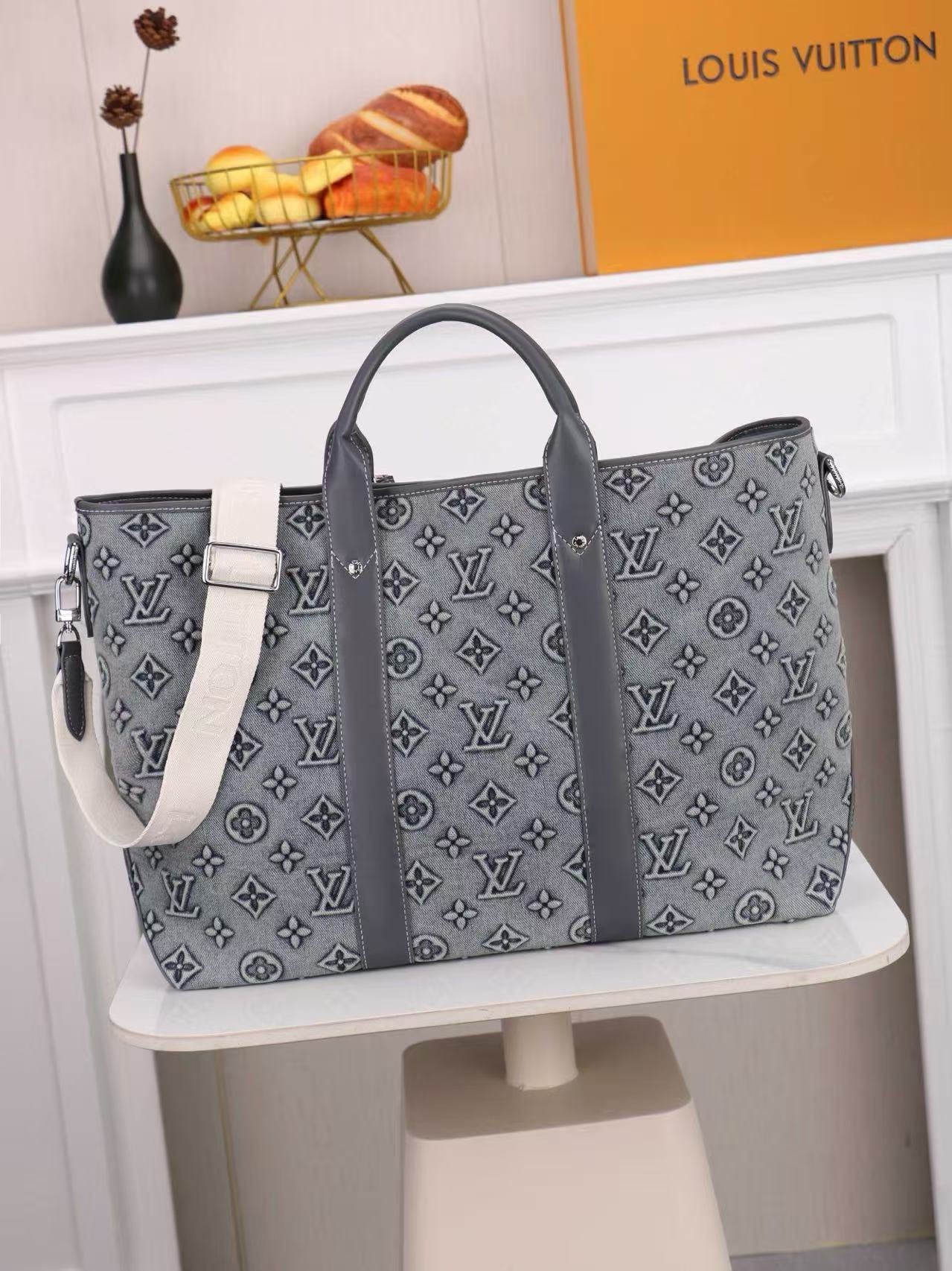 Denim Embossed Travel Bag