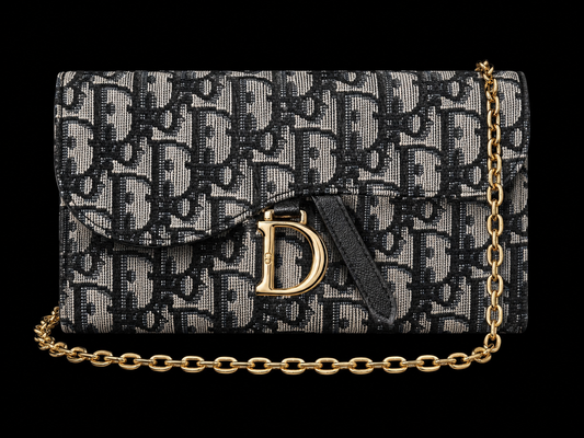 CD Oblique Jacquard Chain Wallet Bag