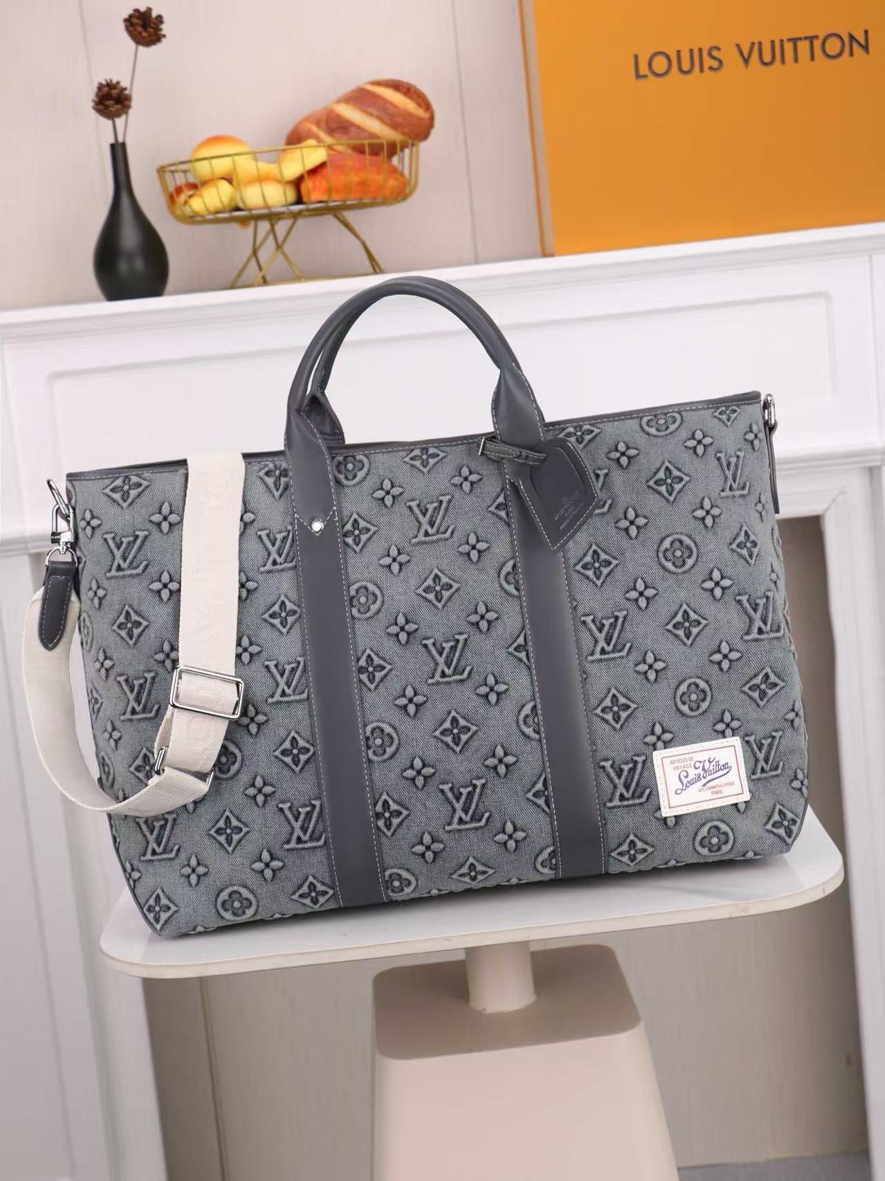 Denim Embossed Travel Bag
