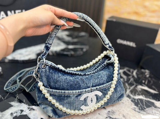 CC Logo Denim Shoulder Bag (Pre Order)