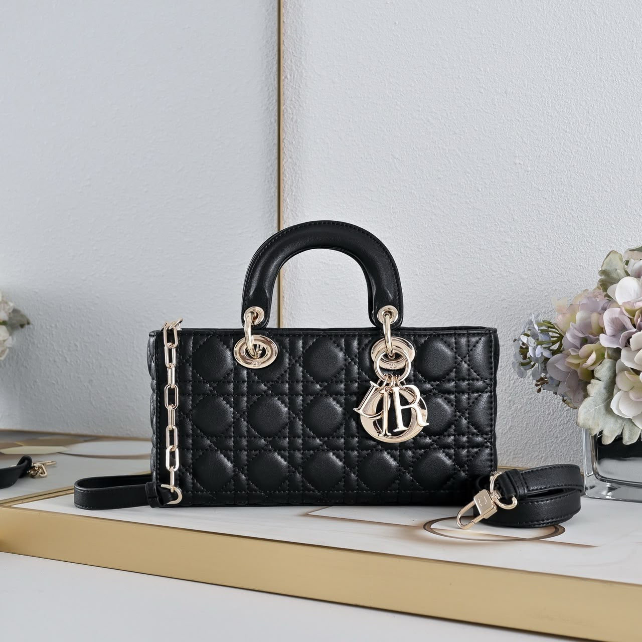 Black Cannage Charm Mini Tote