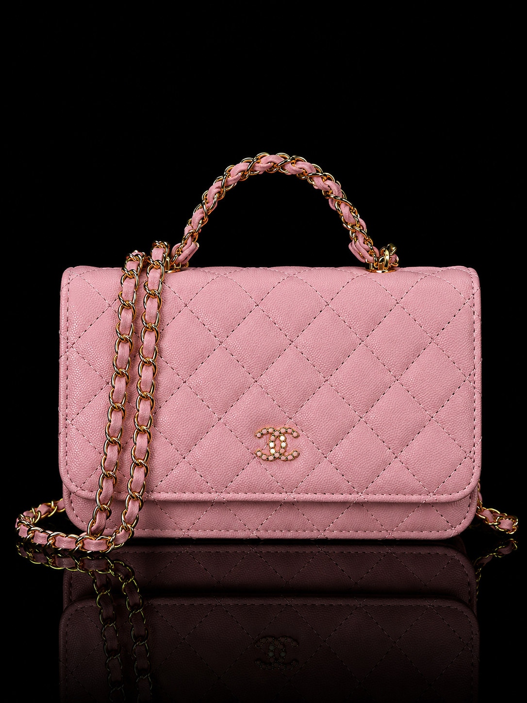 Quilted Leather Chain Flap Bag