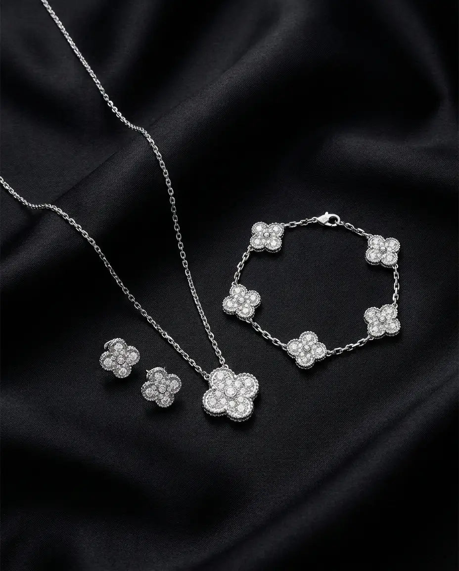 Pave Clover Set