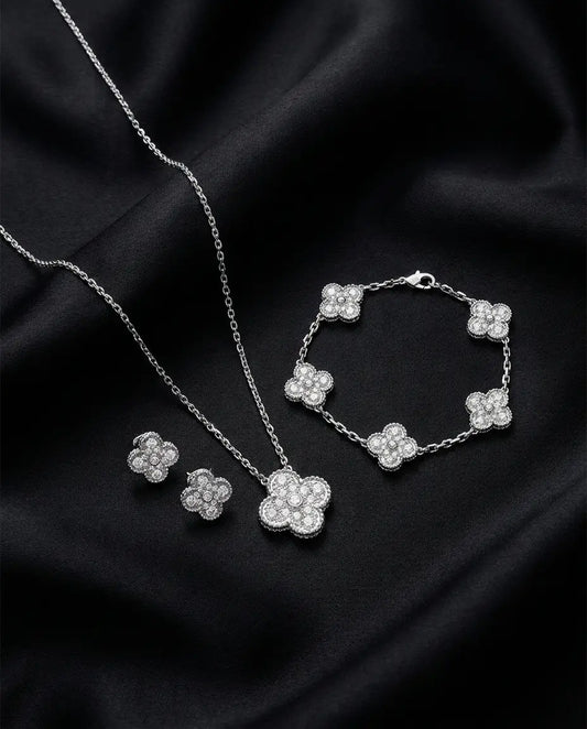 Pave Clover Set