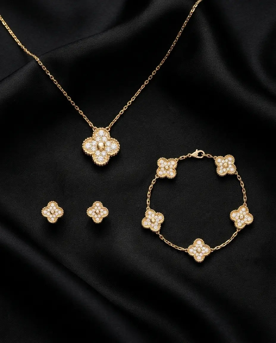 Pave Clover Set