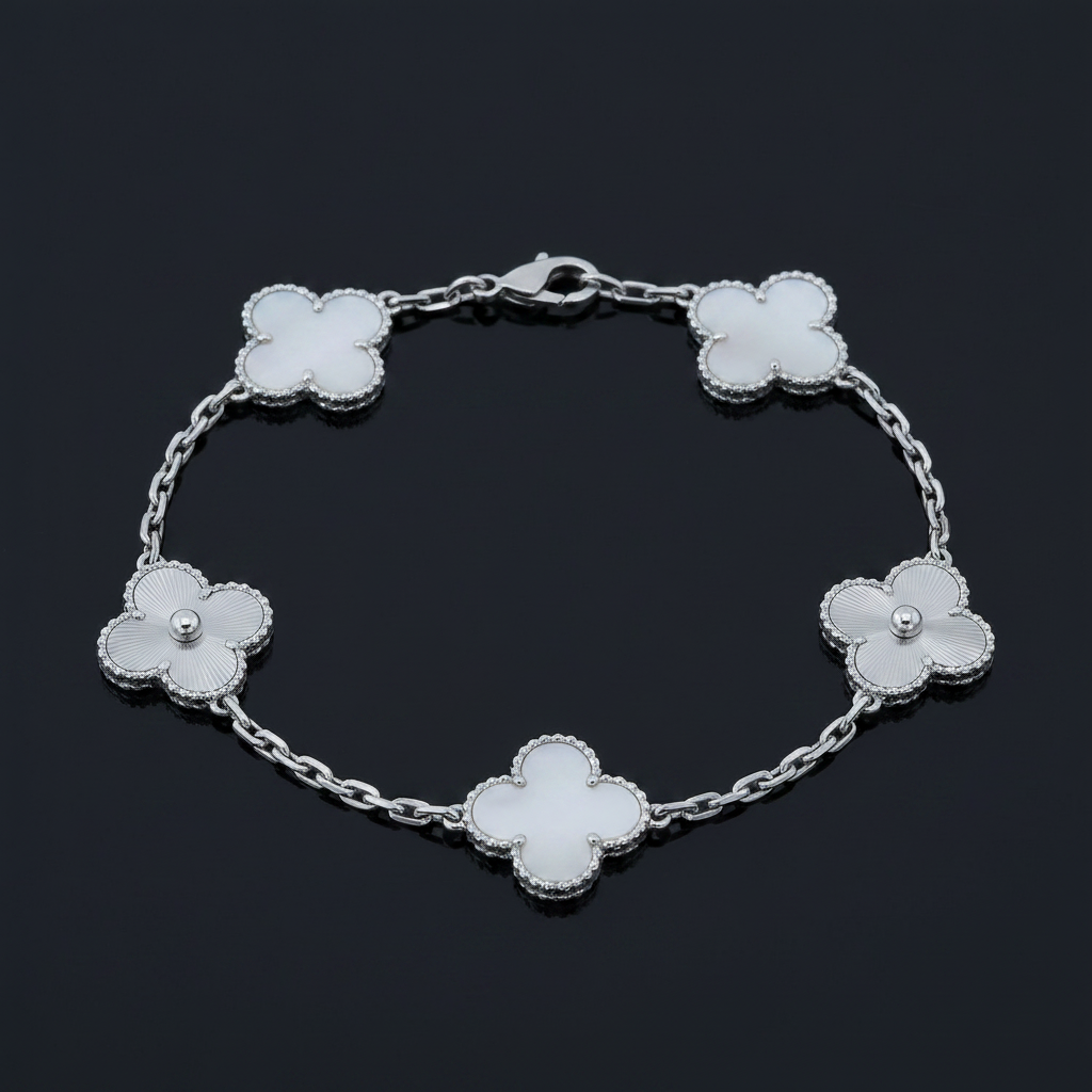 Motif Clover Bracelet — Mother of Pearl & Silver