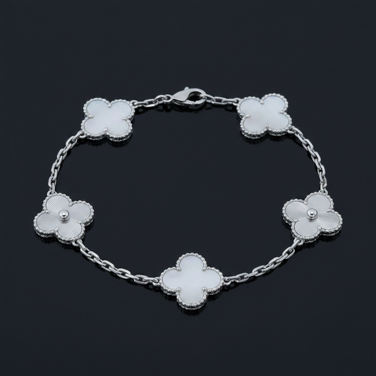 Motif Clover Bracelet — Mother of Pearl & Silver