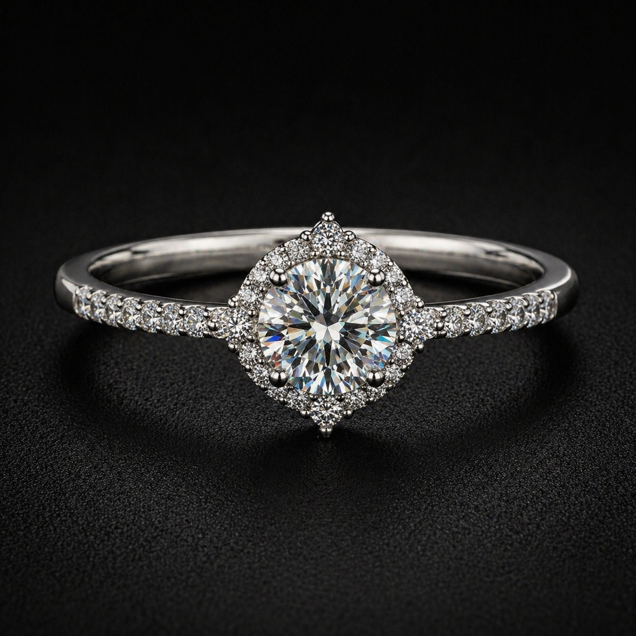 3ct Moissanite Halo Ring — Silver