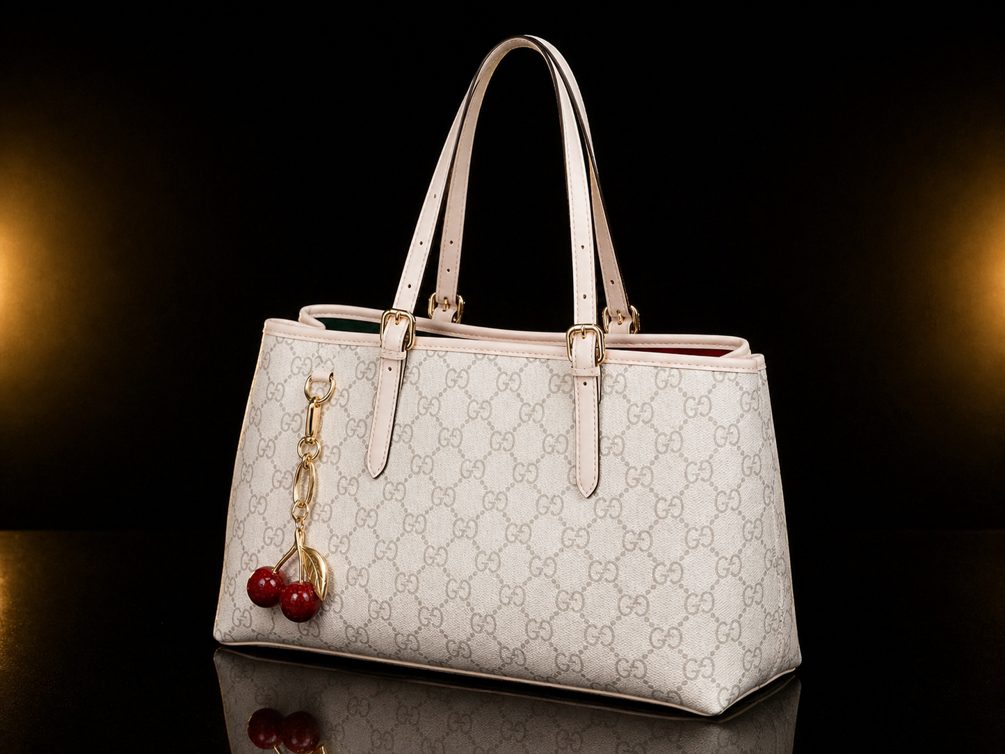 GG Monogram Cherry Charm Tote Bag