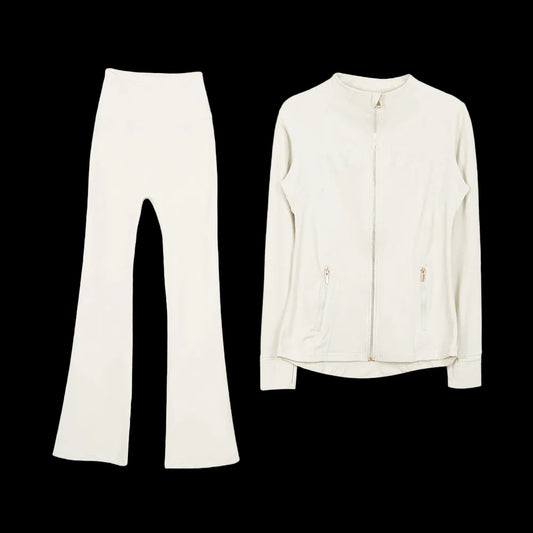 Lulu Define W/ Flare set — Cream W/ Gold Zippers